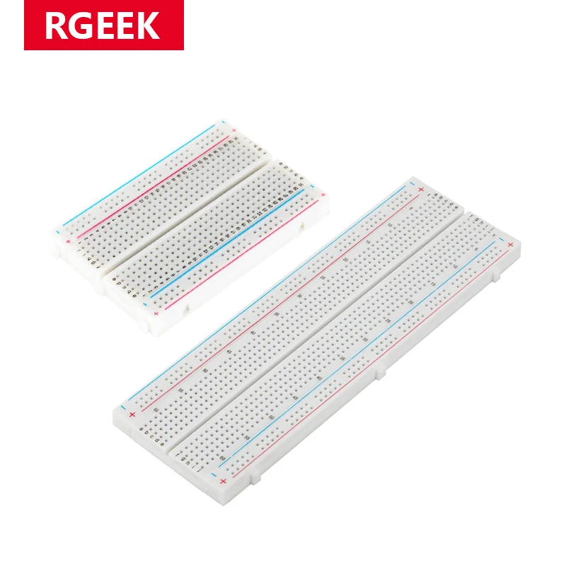 RGEEK MB-102 MB102 Breadboard 400 830 Point Solderless PCB Bread Board Jumper Wire Dupont Line Test Develop DIY for Arduino kit