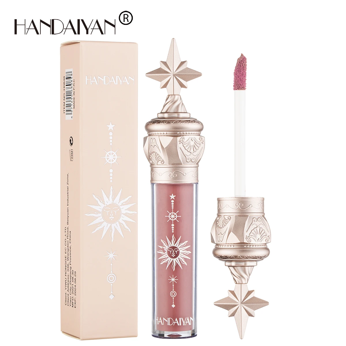 HANDAIYAN 8-Shade Mirror Star Shape Tube Lip Gloss Glass Moisturizing and long-lasting, easy-to-color lip makeup Liquid Lipstick