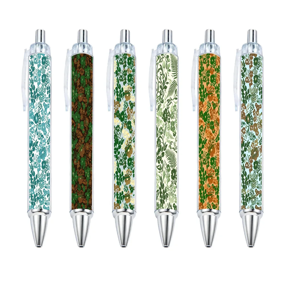 6 pieces or 10 pieces, randomly assorted, creative vintage floral-themed round ballpoint pens for office and study use.