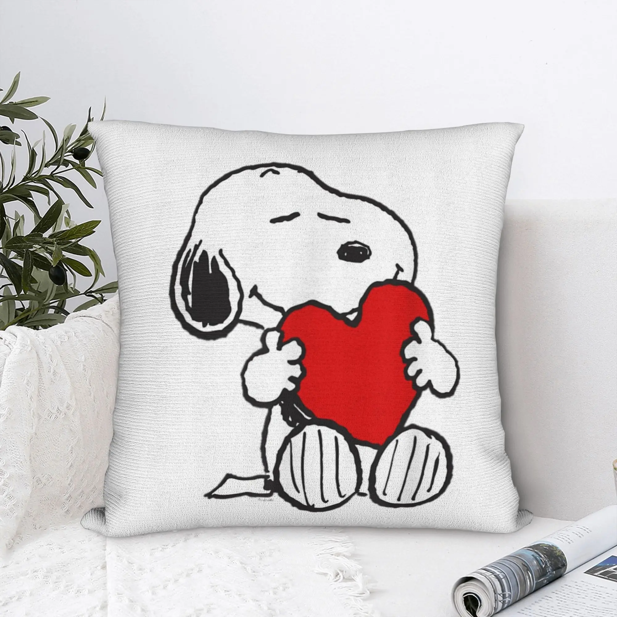 Snoopys Valentine Hugging Heart Square Pillow Case Polyester Throw Pillow  45*45cm Cushion Covers