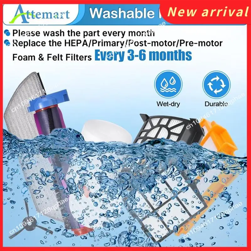 N89R 20PCS Roller Pinsel Seite Pinsel HEPA Filter Kit Forshark AV2800ZE RV2820YE RV2820ZE AV2820S AV2820XEUS Ersatzteile