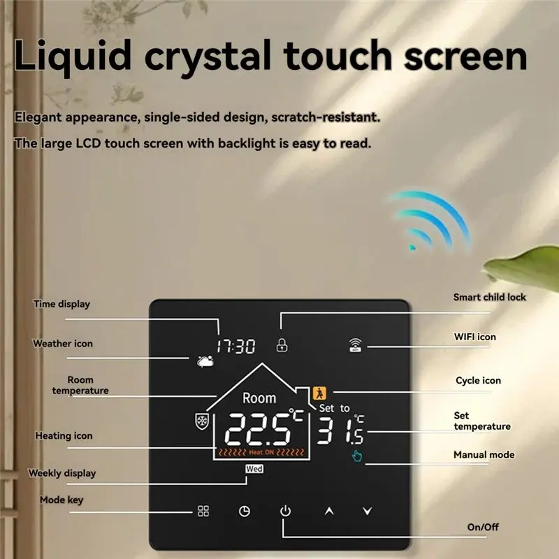 DT17 Smart WiFi Thermostat for Underfloor Heating, Adjustable Brightness Temperature Accuracy, Optimal Comfort 3A