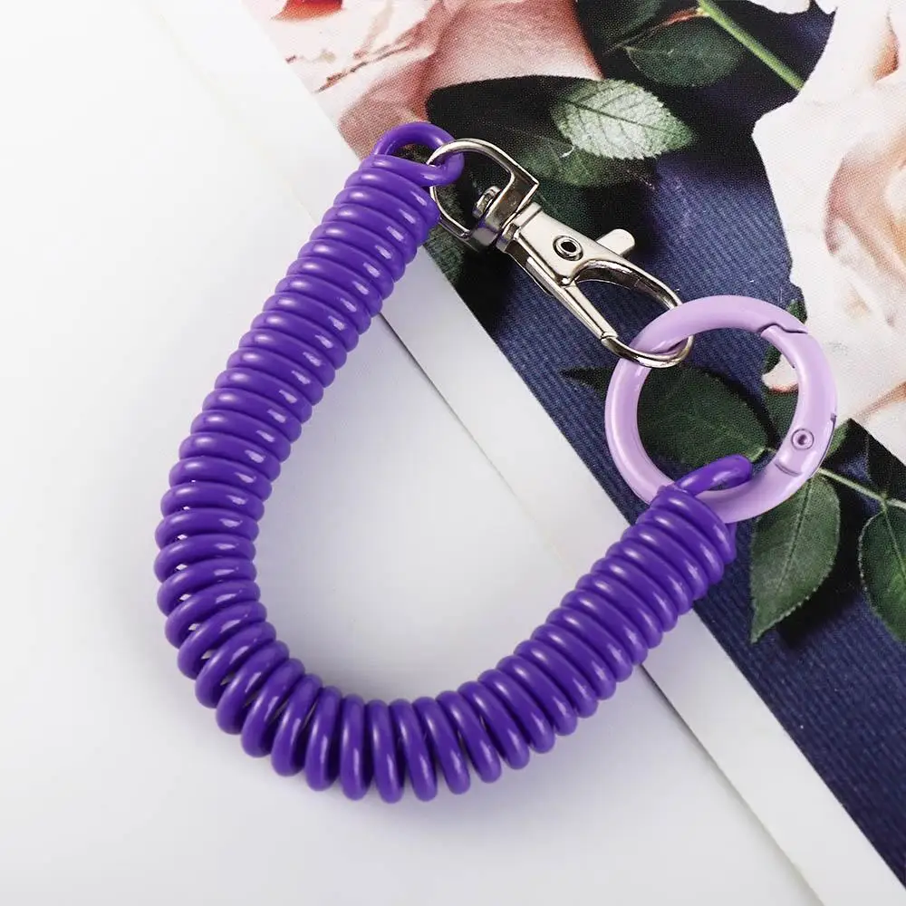 Clasp Spiral Spring Coil Key Chain Holder Spring Keychain Lanyard Keyring Stretch Spring Coil Key Hooks Anti-lost Lobster Clasp