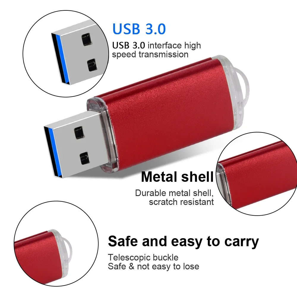 Mini Metal USB Flash Drive, Disco U Colorido, Pen Drive, Presente Criativo, Preto, Vermelho, Verde, Azul, USB 3.0, 16GB, 32GB, 64GB