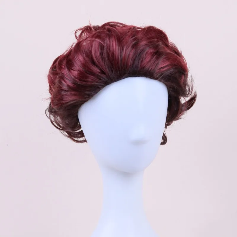 Anime rôle Kamado Tanjirou perruque Anime démon Slayer mâle plomb personnage sans frange perruque couverture balle vêtements Match vin rouge cheveux courts