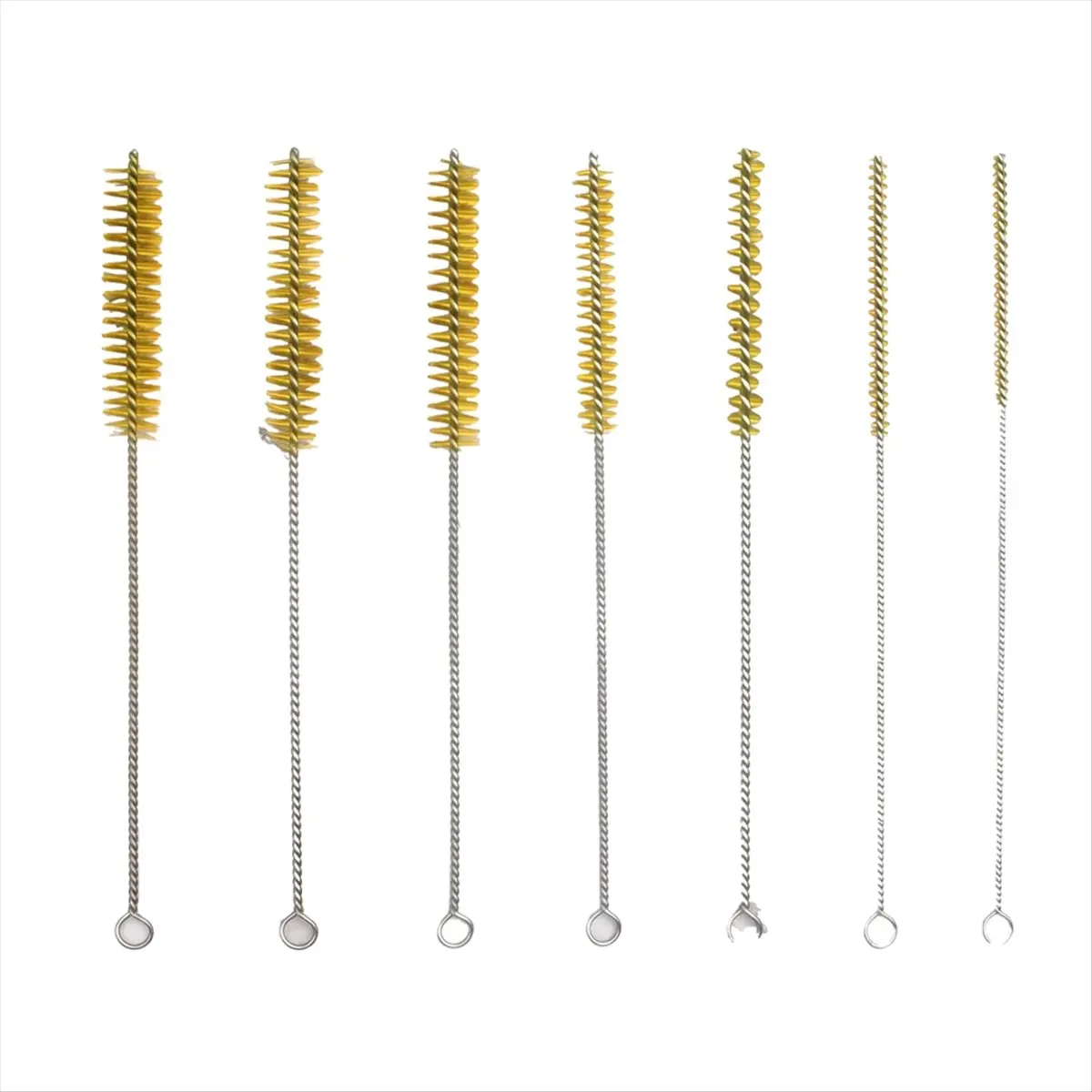 BAAQ 7 PCS Brass Wire Tube Brush Kit Wire Bottle Brushes, 11.8inch Long-Handle Wire Bristle Cleaning Pipe Cleaner