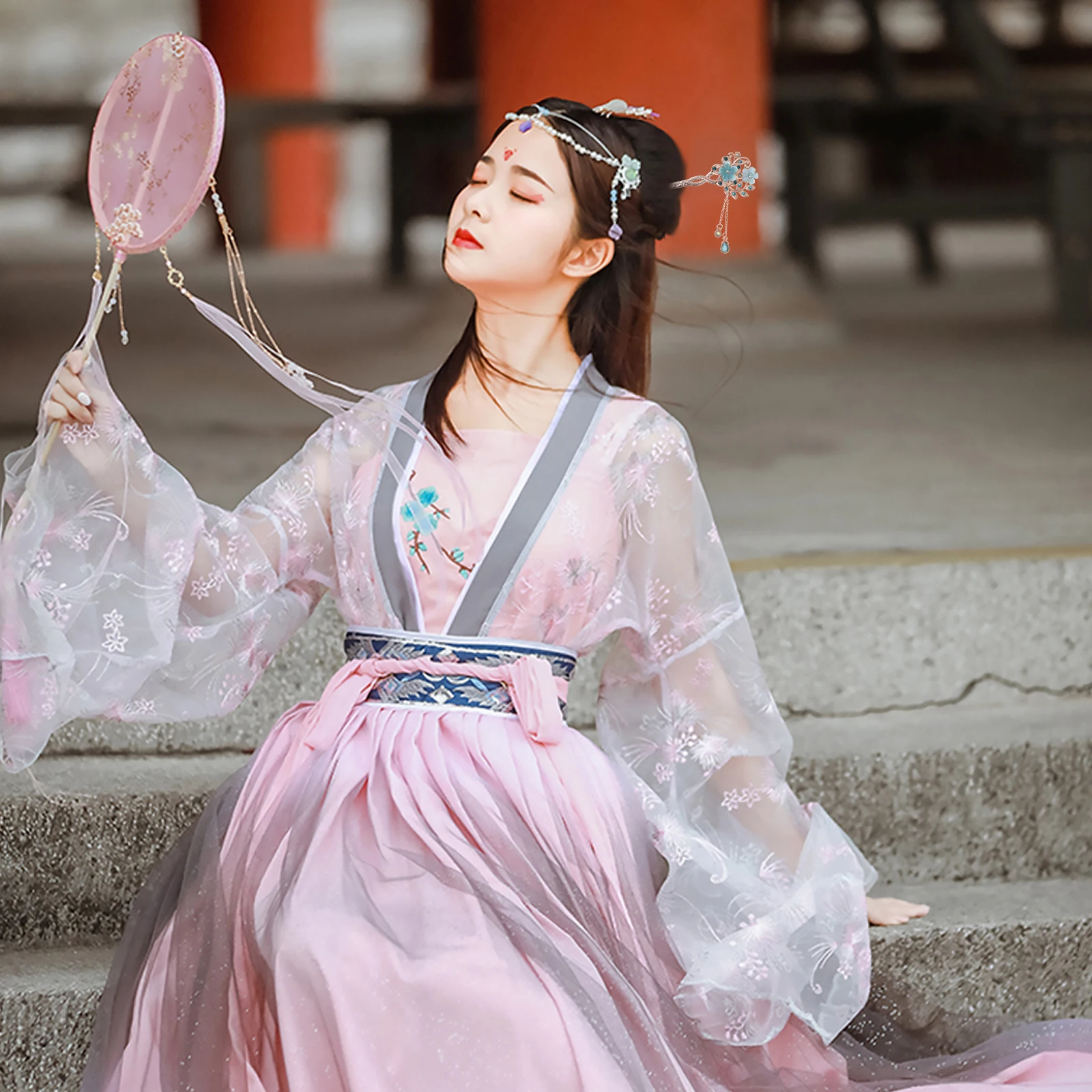 

Classical Hairpin Vintage Style Pins Decorative Pink Earrings Clip Chopsticks for Women DIY Hairstyle Ancient Chinese