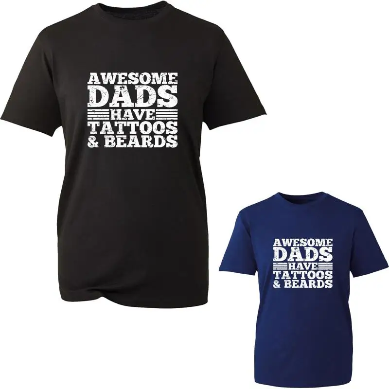 Les papas génial ont des tatouages et des barbes t-shirt drôle fête des pères haut barbu