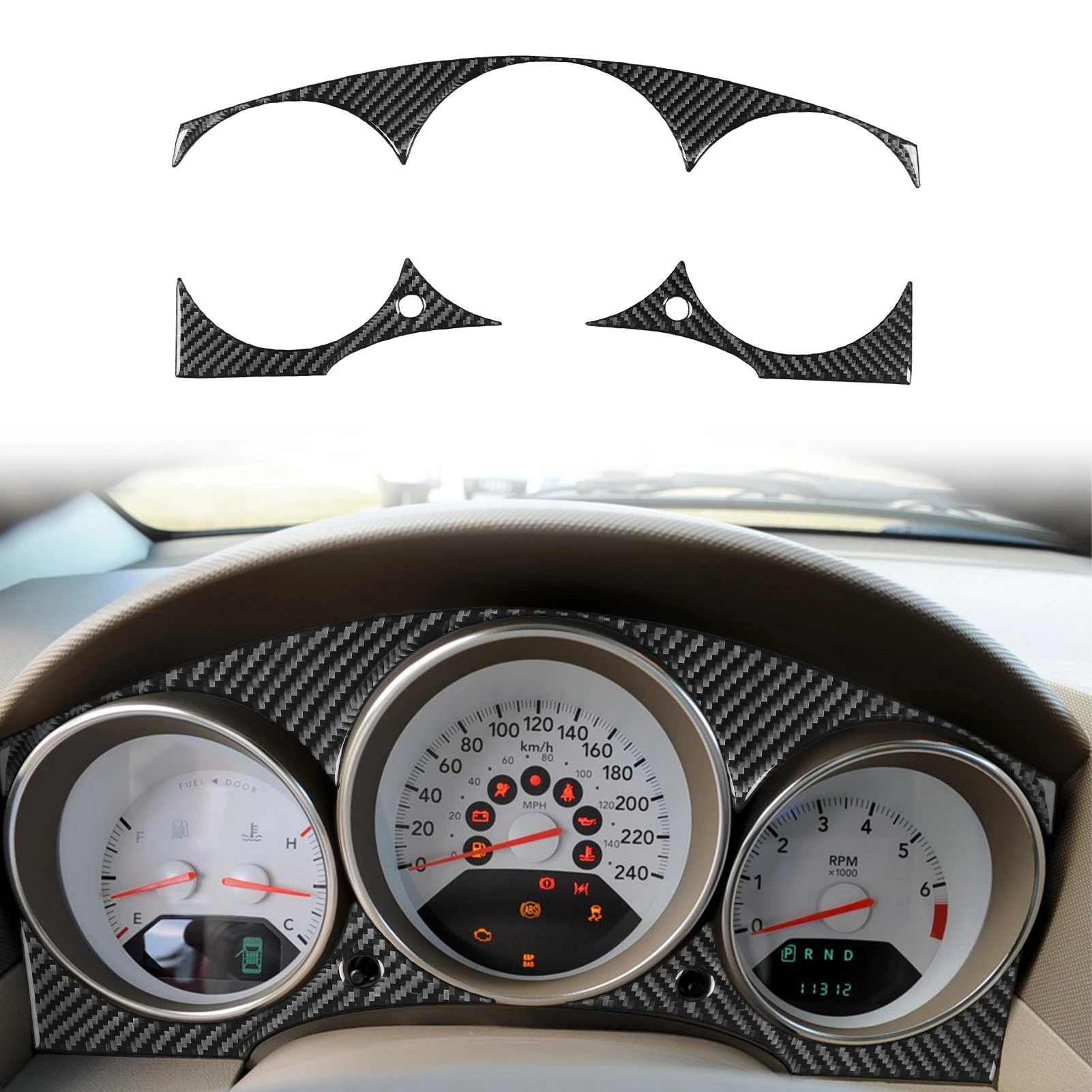 For Dodge Caliber 2007-2008 Carbon Fiber Instrument speedometer Panel Trim Cover Car Interior Accessories Decorative Stickers