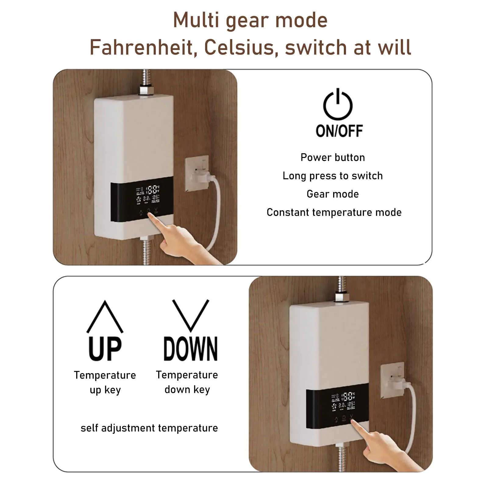 Tankless Water Heater 6000W Electric Heater Easy Installation Touch Display  Constant Water Heater Under Sink Water Heater 220V