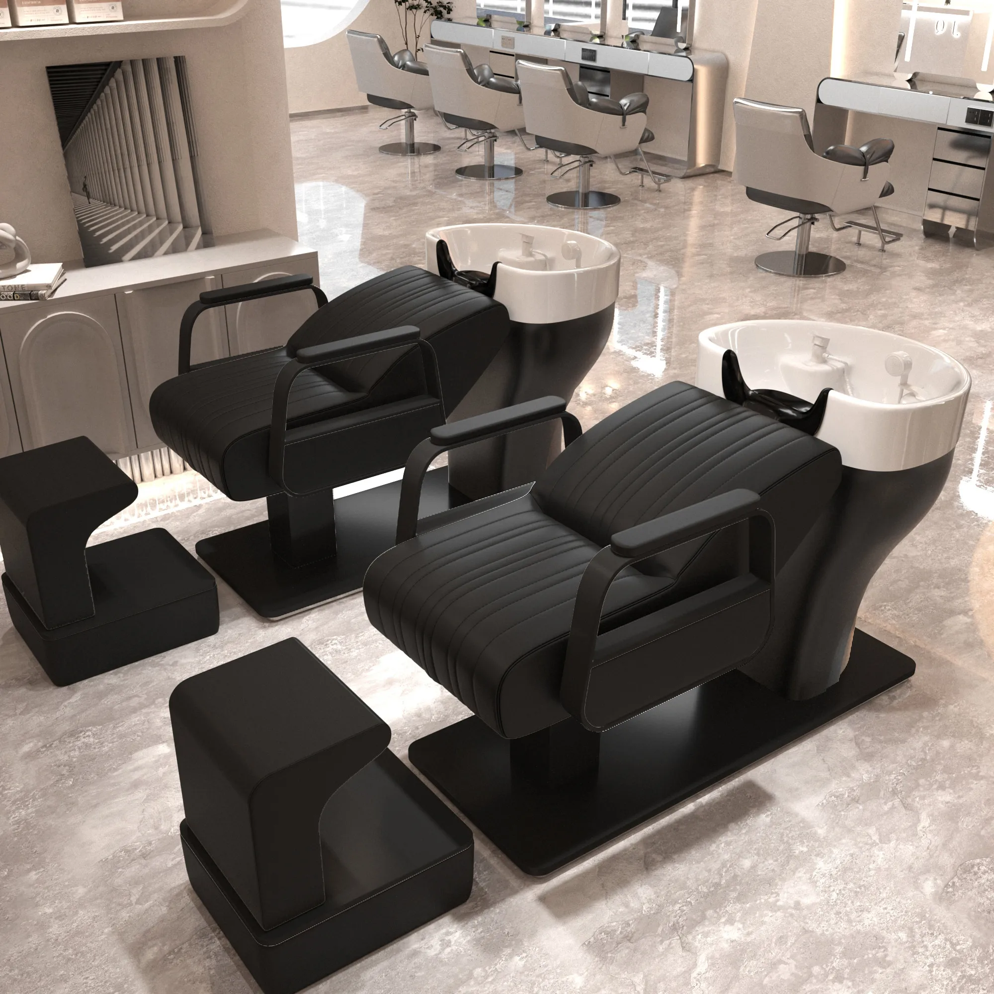 Head Washing Ceramic Basin Shampoo Bed Living Room Elegant Beauty Salon Shampoo Bed Cosmetology Lava Cabezas Beauty Furniture