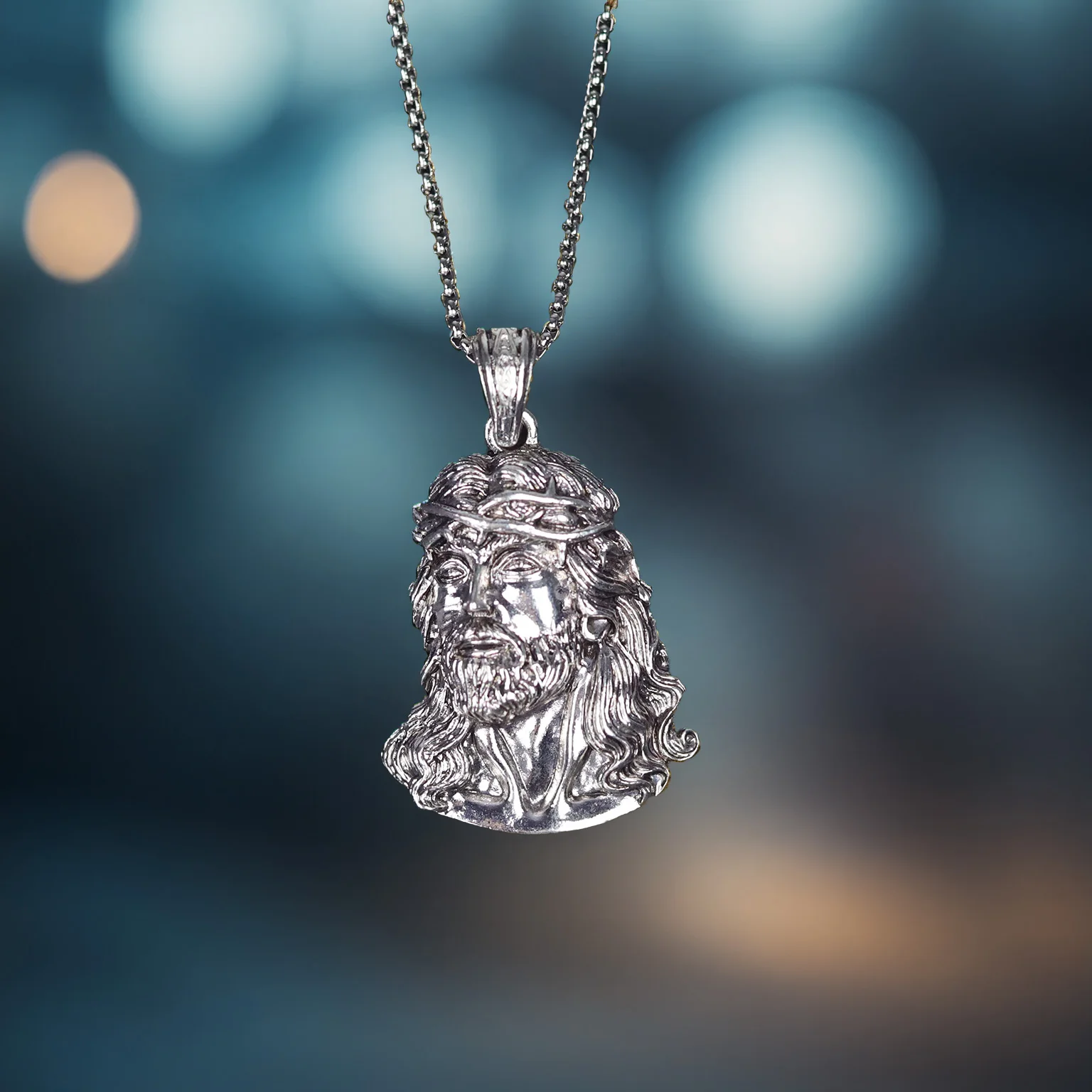 Stainless Steel Titanium Hip Hop God Jesus Human Head Luxury Gold Plated Pendant Collar Chains Necklace for Men Women Jewelry image 6