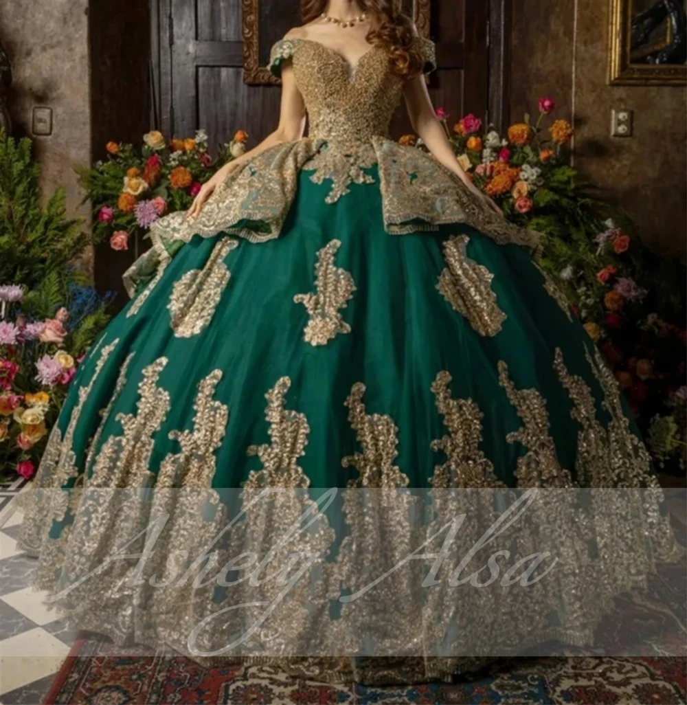 Uto-Robe de Bal Personnalisée pour Femme Mexicaine, Tenue de ixd'Anniversaire, Appliques Dorées, Quinceanera, 15 16 14, 891