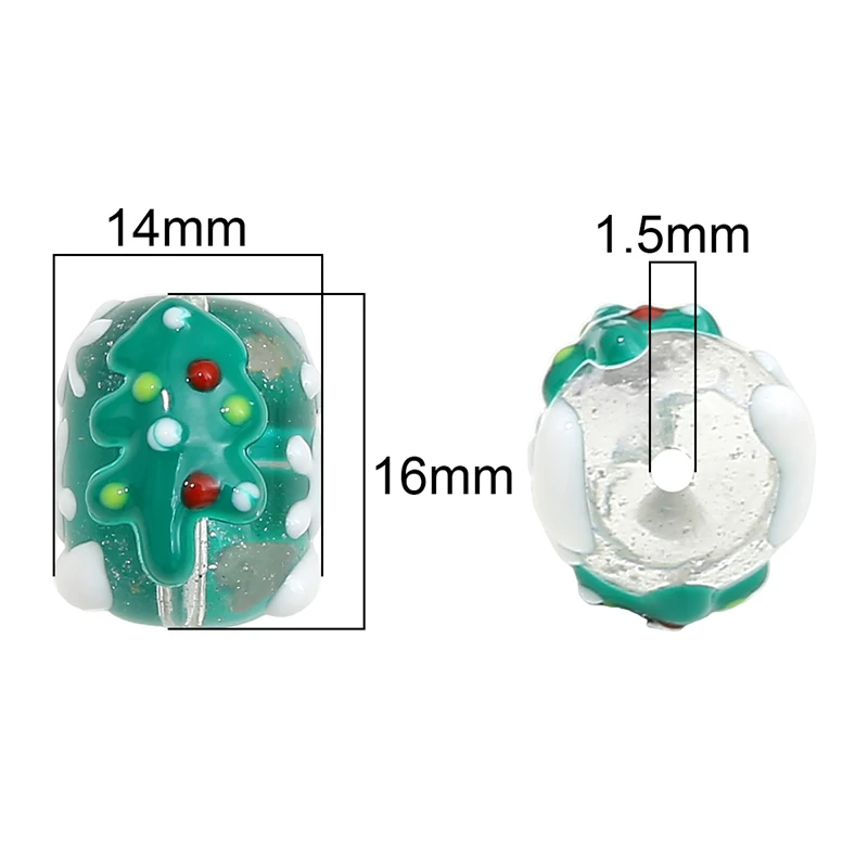 1pcs 14x16mm Handmade Lampwork Glass Beads Charm Christmas Beads for Key Chains Earring Bracelet Jewelry Craft Making