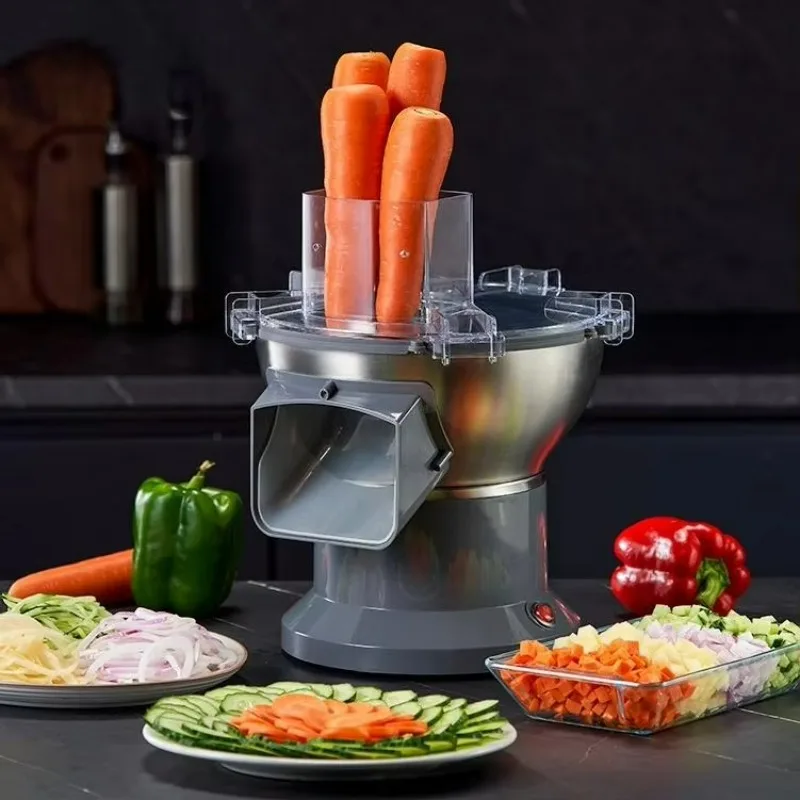 

Multifunctional Vegetable and Fruit Slicer Dicer Grater and Potato Chips Cutter with Motor for Home or Restaurant Use