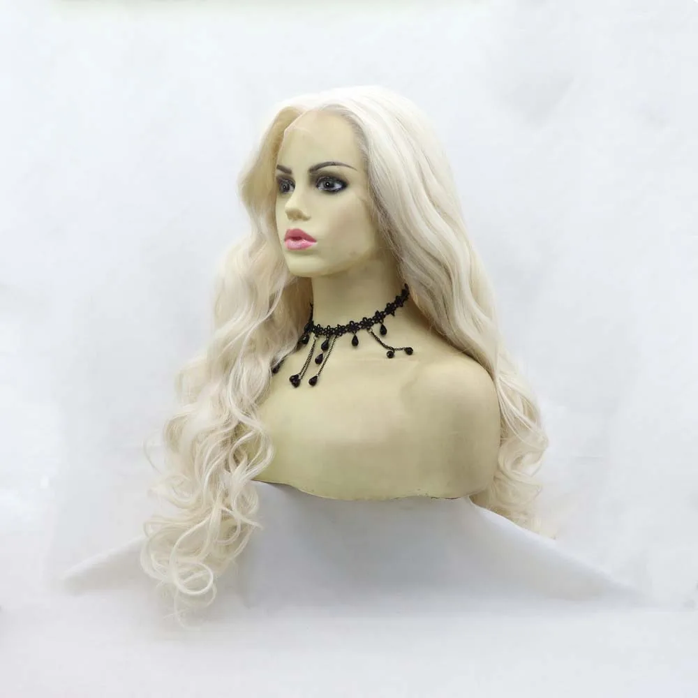 

Сильвия 60 # Цветные синтетические светлые парики спереди, длинные волнистые парики, термостойкое волокно, парик из волос