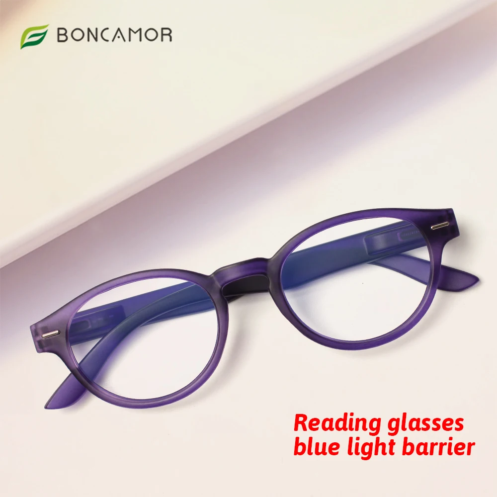 

Boncamor Reading Glasses Blue Light Blocking Spring Hinges Women Men Classic Round Colorful Frames Computer Reader Eyeglasses