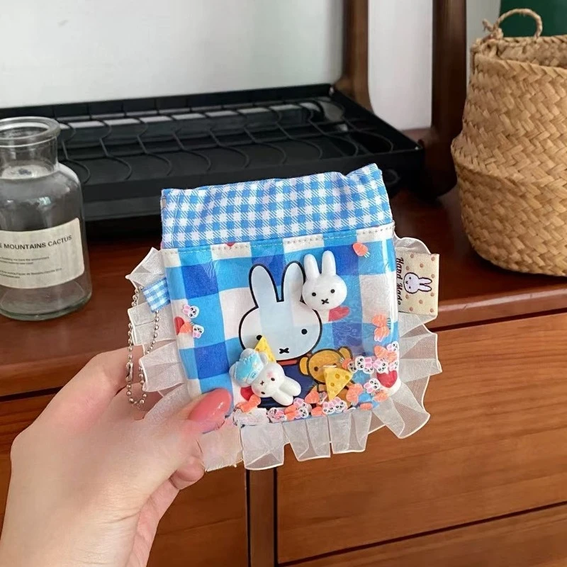 Cartoon Kawaii Miffy Lace Headphone Bag Compact Lightweight Press The Opening Storage Not Waterproof Wear-resistant Practical