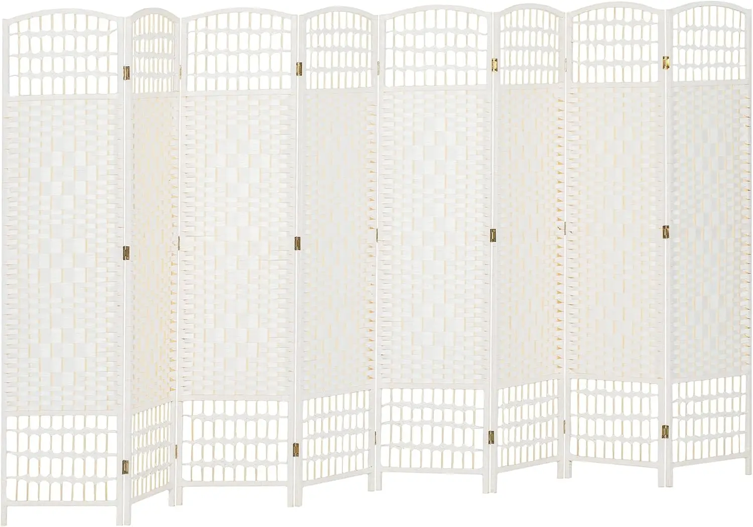 HOMCOM 8 Panel Room Divider, Folding Privacy Screen, 5.6', White | Room Separator, Wave Fiber Freestanding Partition Wall Divide