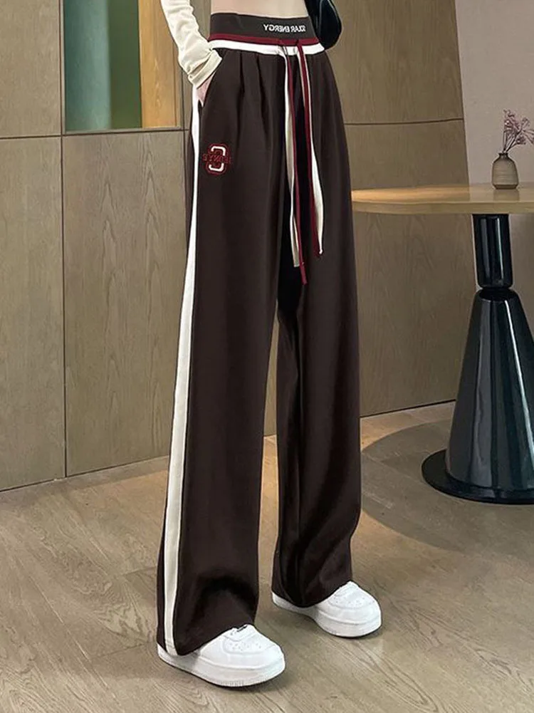 Casual Baggy Streetwear Sweatpants High Waist Women\'s Wide Leg Pants Korean Fashion Oversized 4XL Lace-up Straight Pantalones