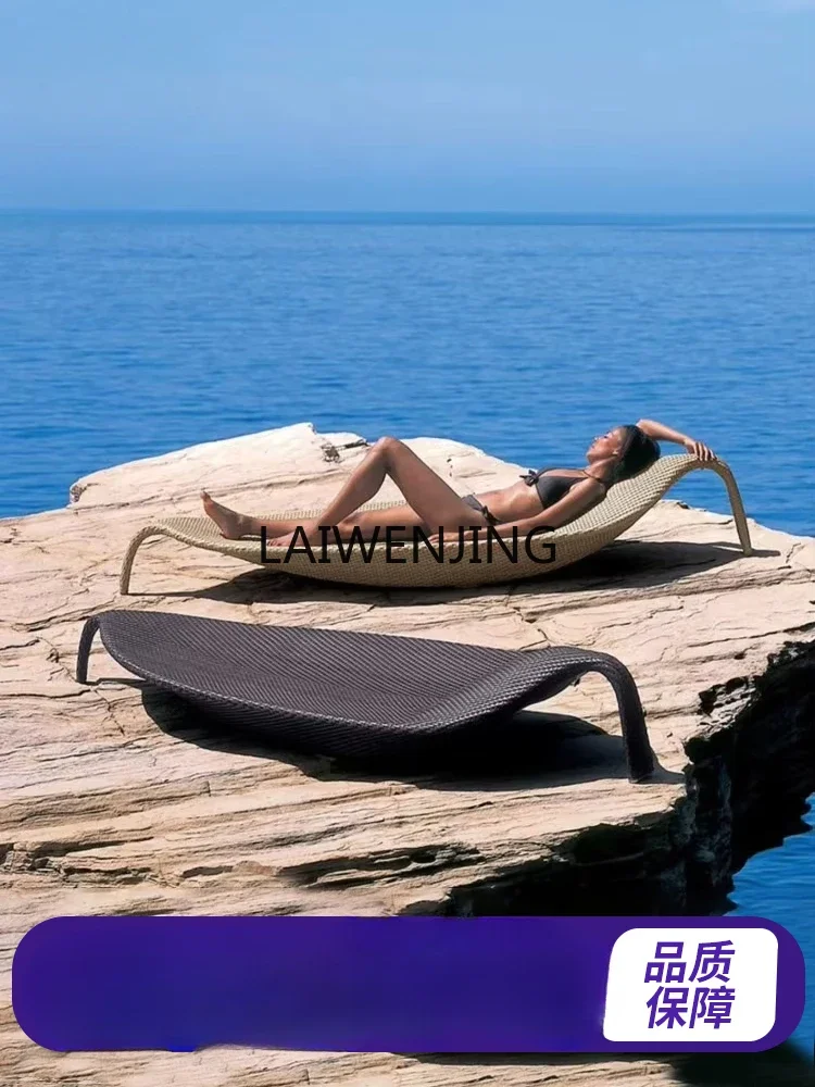 LYN outdoor loungers swimming pool garden leisure beach rattan leaf bed sunbathing