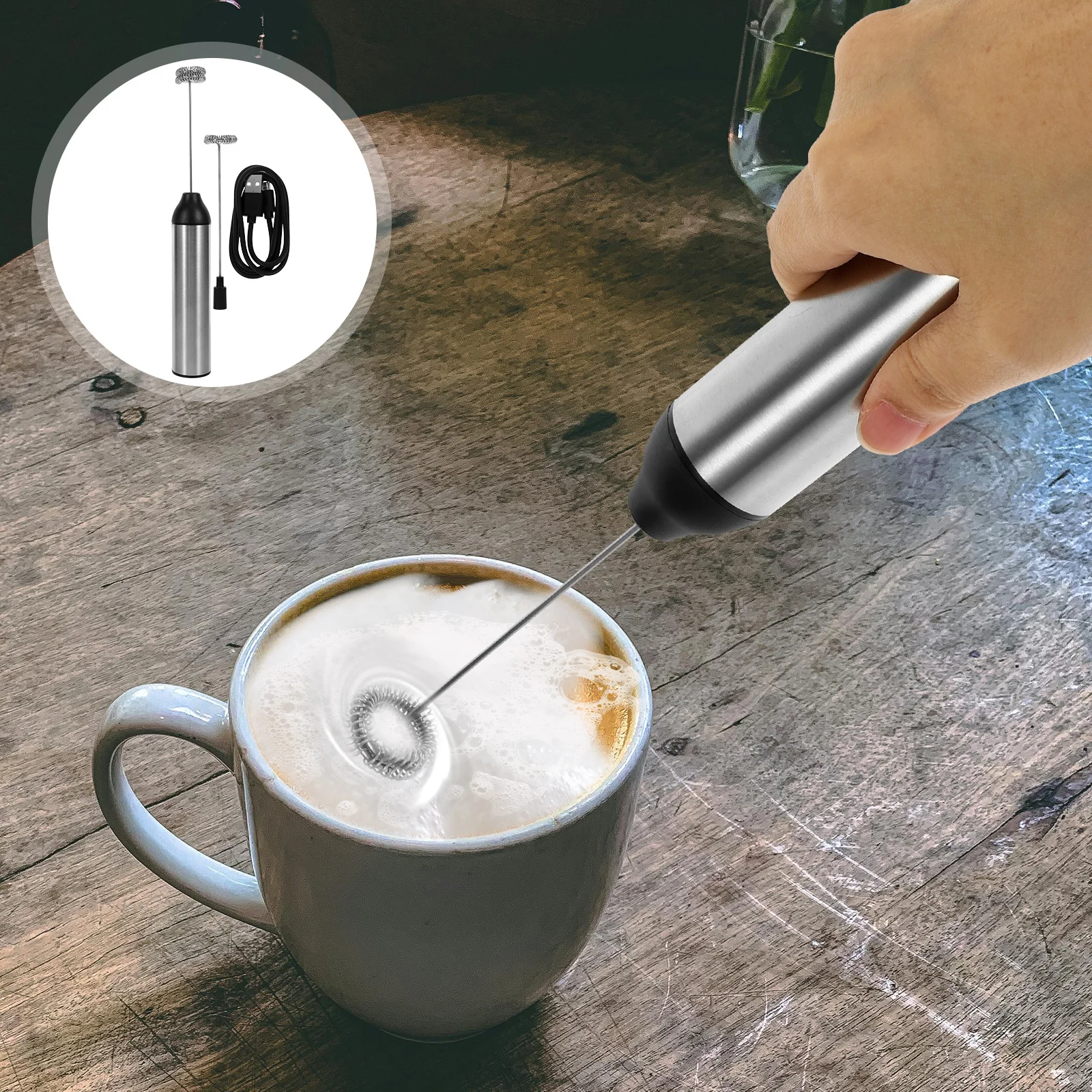 

Electric Foamer Handheld Milk Frother Rechargeable Formula Mixer Safe Smooth Paste Nonslip Handle Easy Carry