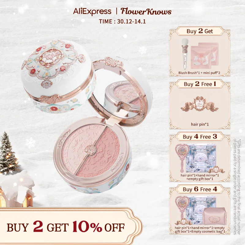 Flower Knows Butterfly Cloud Collar Collection Rouge Box Highlighting & Blush Duo Powder Brightening Auxiliary colors 6g