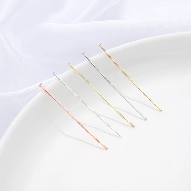 50Pcs/Lot 20/25/30/35/40/mm Color Retention Brass T-shaped Flat Head Pins Connectors For DIY Jewelry Finding Making Accessories