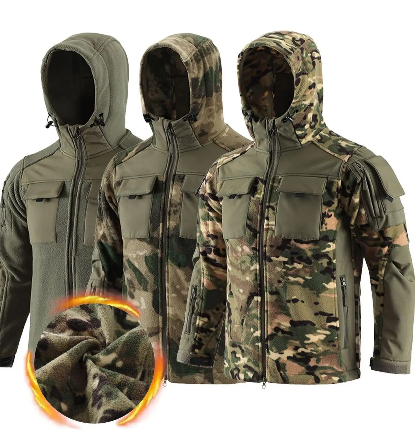 

Men's Thermal Fleece Jacket, Winter Warm Windproof Breathable Softshell Outerwear for Cycling Hiking Camping Outdoor Sports