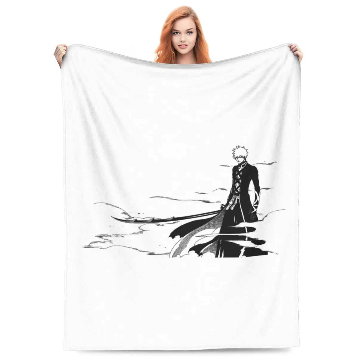 Ichigo Kurosaki Anime Blanket Fleece Sofa Throw Blanket Portable for Home Bedroom Office Throws Bedspread Quilt