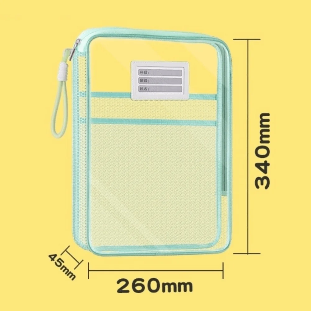 

Transparent Zipper File Bag Large Capacity Multifunction File Folder Bags Handle Candy Color Storage Organizer Bag