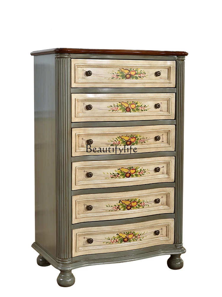 

13American-Style Solid Wood Bedroom Retro Storage Cabinet Living Room Drawer Storage Cabinet