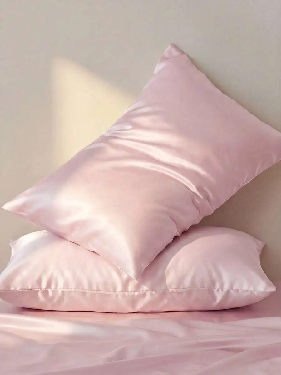 2pcs Satin Pillowcase Set, Soft & Breathable, Anti-Wrinkle, Gentle On Hair & Skin, Promotes Better Sleep. Envelope Closure, view 5