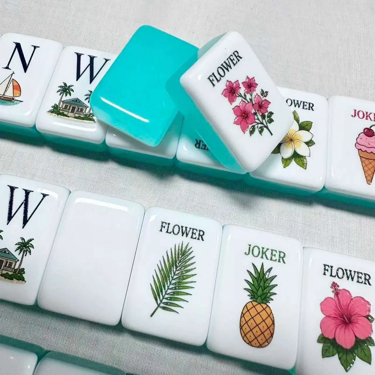 Transparent Crystal Acrylic Mahjong Set Color‑Block Blank Tiles American Style Hand‑Shuffling Mahjong for Household Use