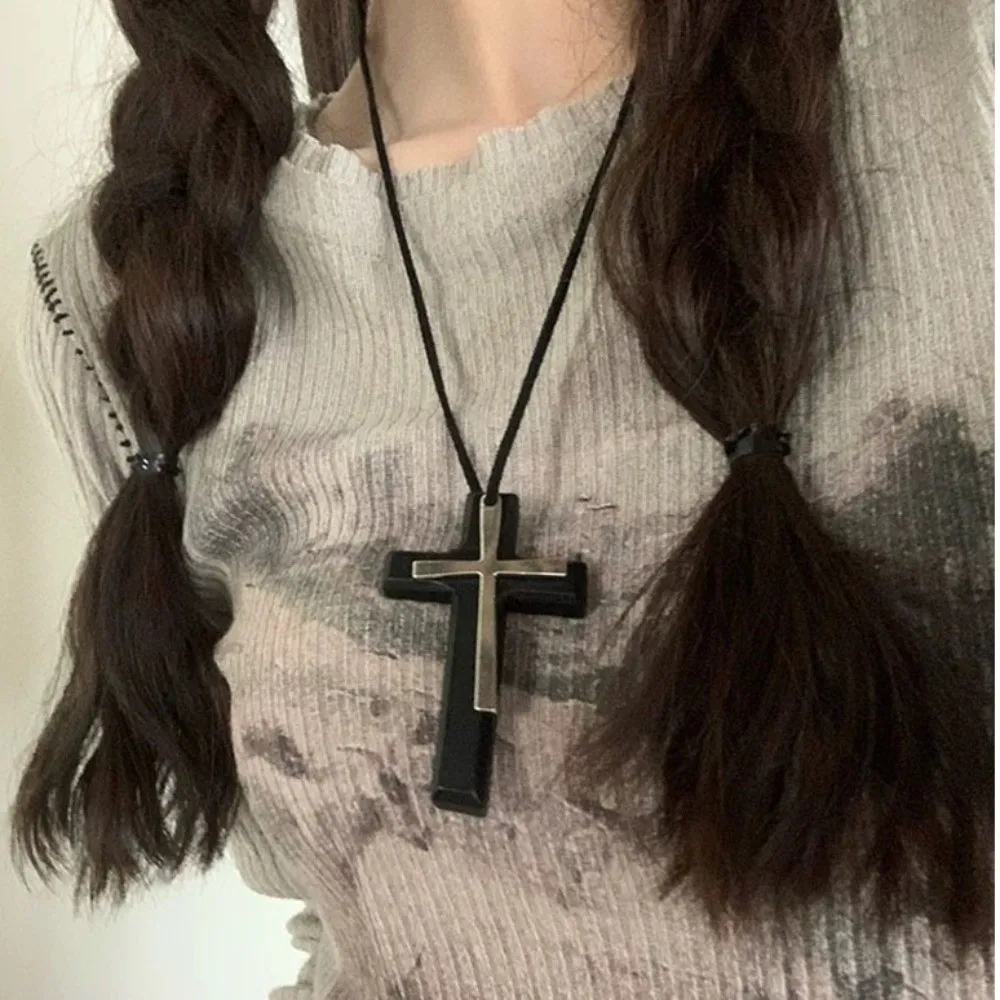 Handmade Wooden Cross Pendant Unisex Design Cross Collar Rear View Mirror Charm Blessing Hanging Ornaments Gift