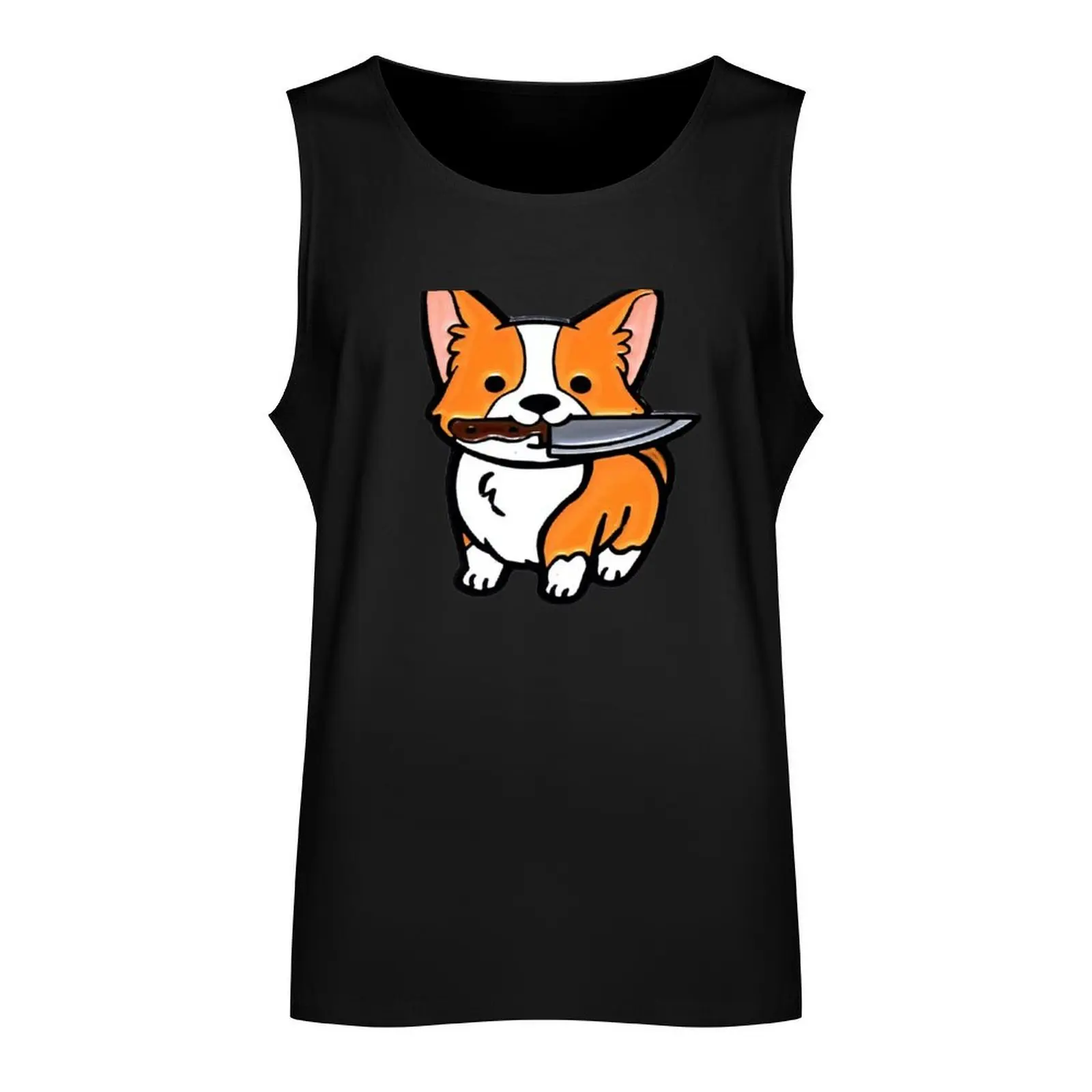 Corgi Knife Tank Top t-shirts for men Clothing Men's cotton t-shirt fashion 2024 man