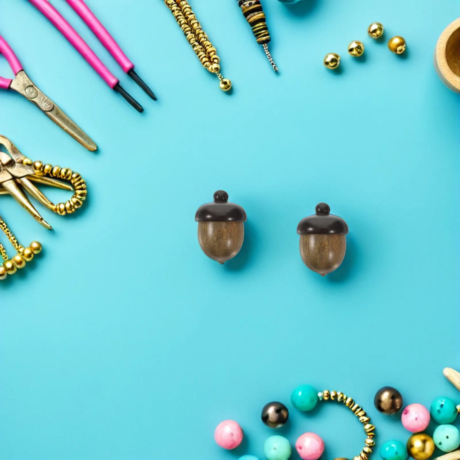 

5Pcs Wooden Acorn Pendant Charms Openable Box Multicolor DIY Jewelry Making Fall Christmas Necklace Accessories