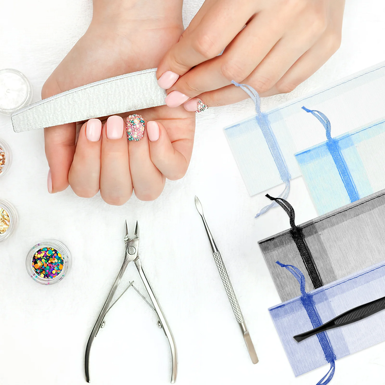 

50 pcs Organza Small Cloth Bags For Jewelry Storage Gift Packaging Party Favor Pouches Wedding Supplies Drawstring Bags