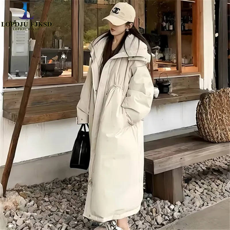 Loose Down Jacket for Women, Winter 2026 New Long Windbreaker,Covered Button Thickened jacket