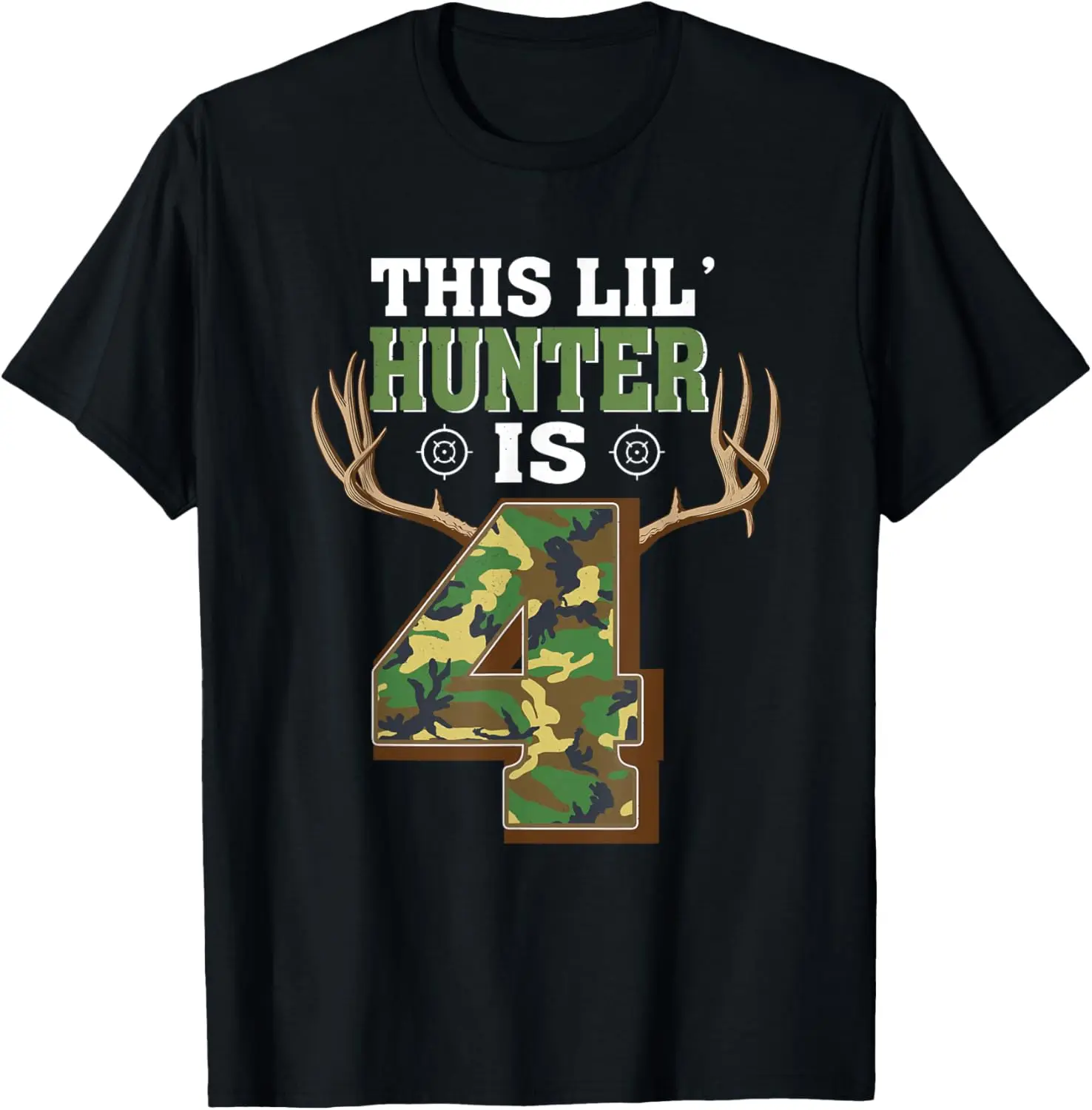 

4th Birthday Hunting Deer 4 Year Old Hunter T-Shirt