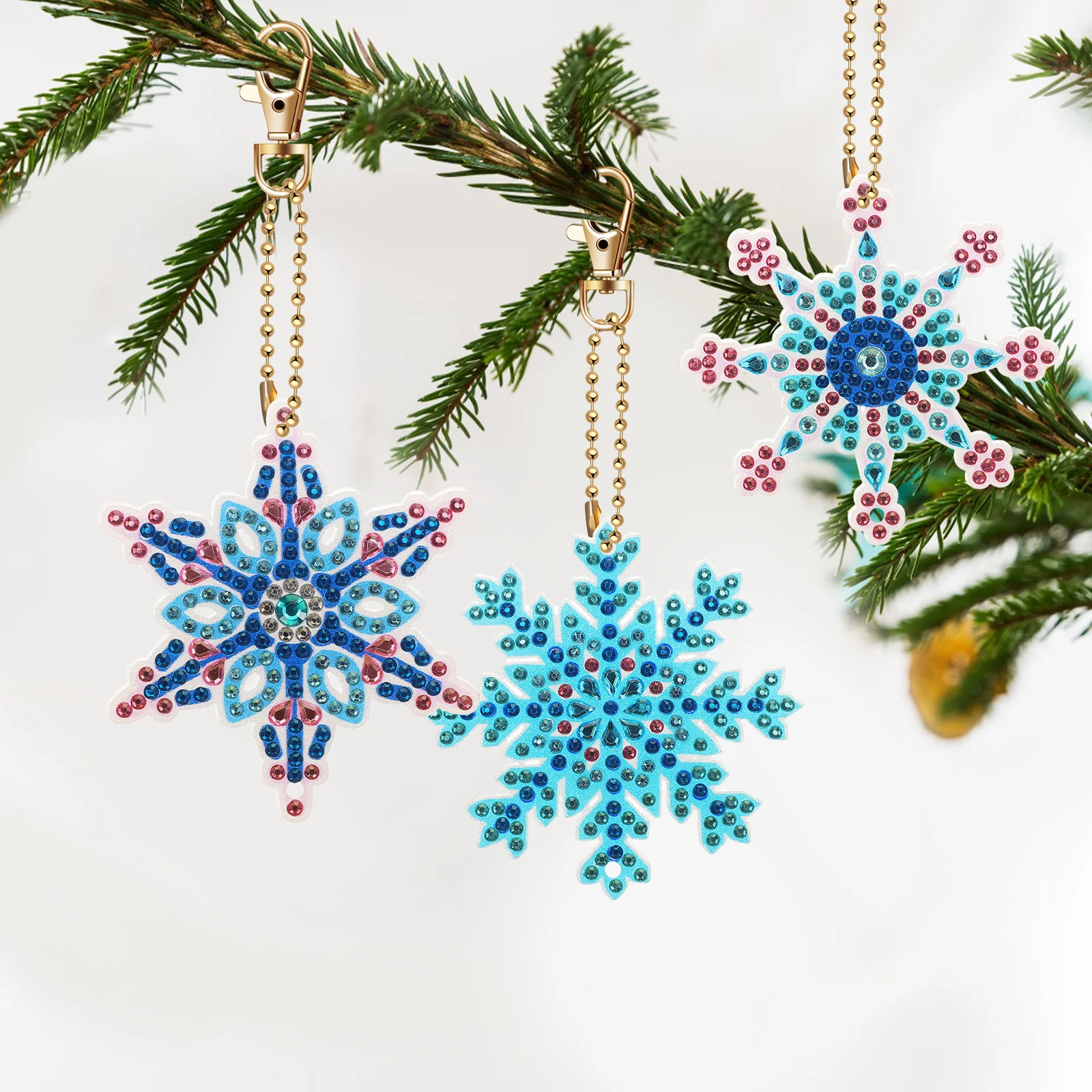 

1 set 1 Set Snowflake Keychain Lightweight Acrylic Diy Christmas Ornaments For Kids Holiday Crafts Tree Decor Bag Purse Charms
