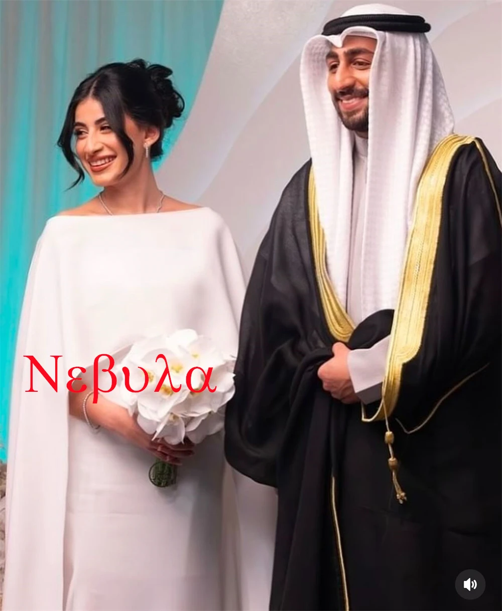 맞춤 제작된 고급스러운 화이트 새틴 웨딩드레스, 고품질 보트넥 숄 슬리브리스 채플 트레인 머메이드 브라이덜 가운