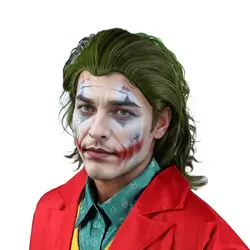Short Joker Wig for Men Cosplay Costume Wig for Halloween Synthetic Short Green Curly Wigs Hair Anime Party Wigs