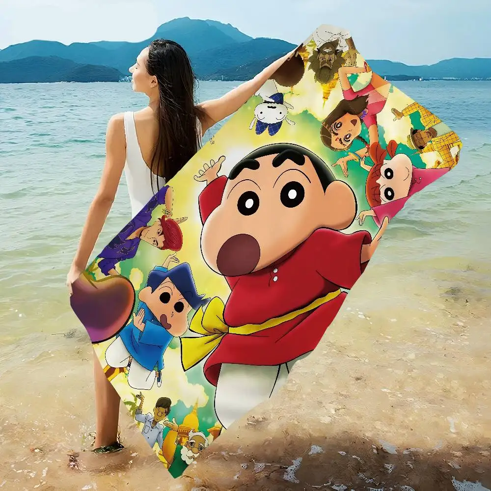 Cute Manga C-Crayon S-Shin-Chans Anime Beach Swimming Soft Absorbent Washcloth Children's Gifts For Kids Travel Camping Gym