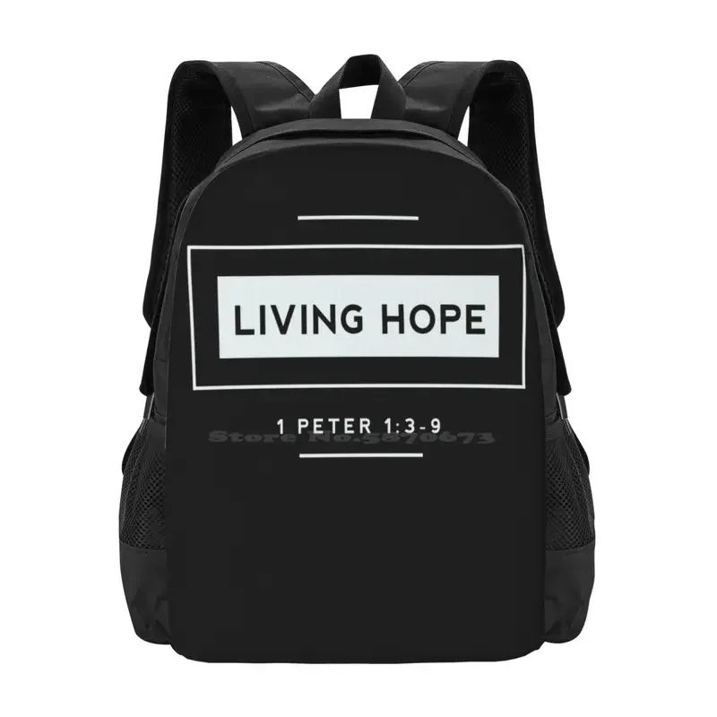 Living Hope - Hot Sale Schoolbag Backpack Fashion Bags Christian Faith God Bible Jesus Christ Love Gospel Pray Church Local