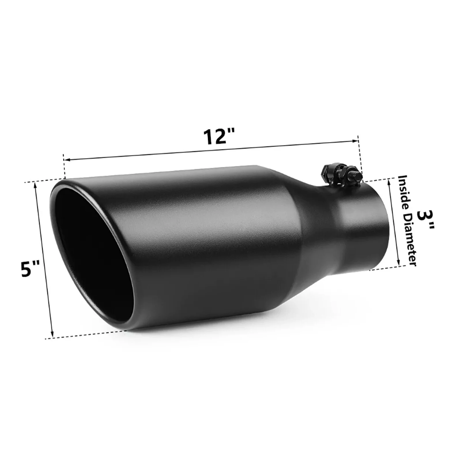 Stainless Steel Black Angle Cut Roll End Exhaust Tip 3