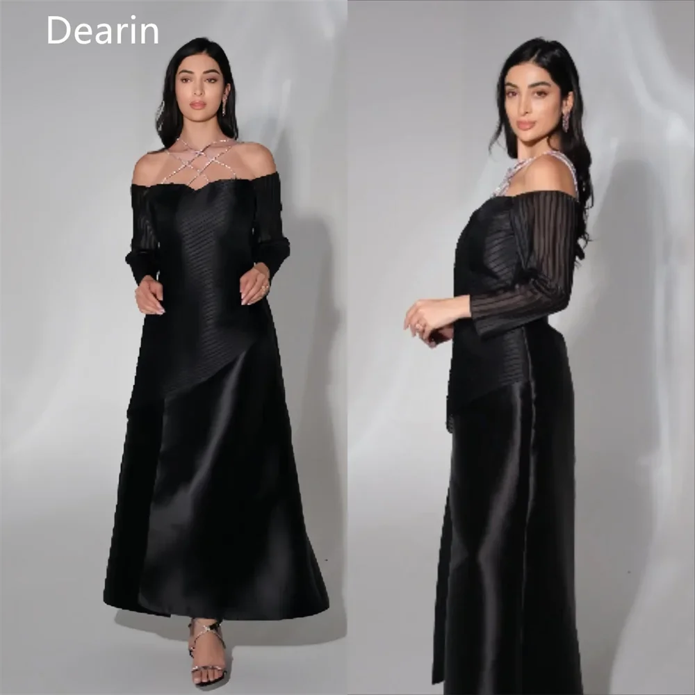 

Customized Saudi Arabia Prom Dress Dearin Halter A-line Ankle Length Layered Ribbon Open Back Skirts Bespoke Occasion Dresses Ev