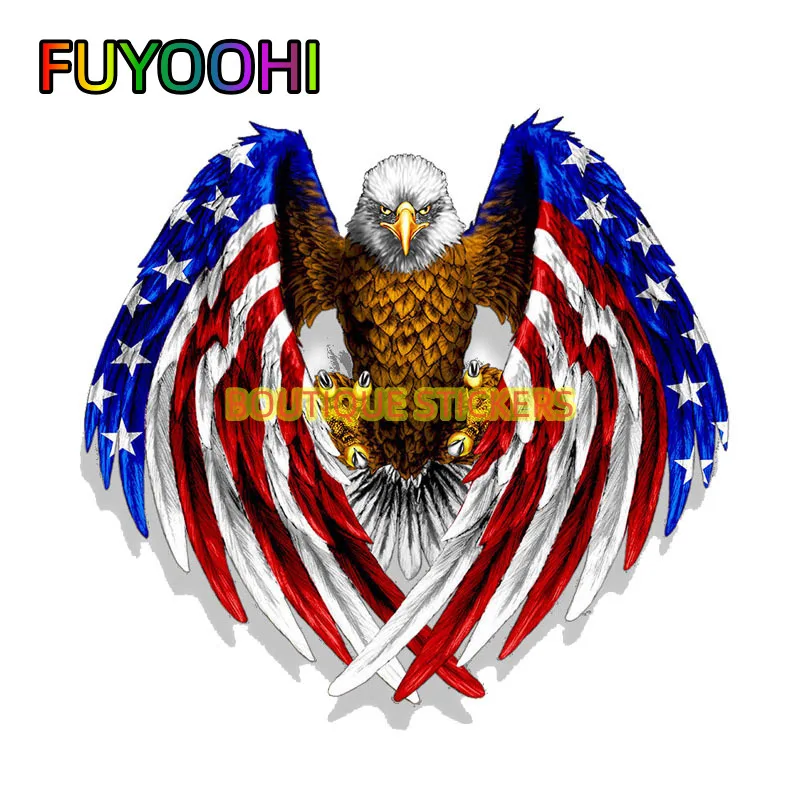 

FUYOOHI Car Stickers Funny USA Bald Eagle USA American Flag Motorcycle Cover Scratches Waterproof Vinyl Decals