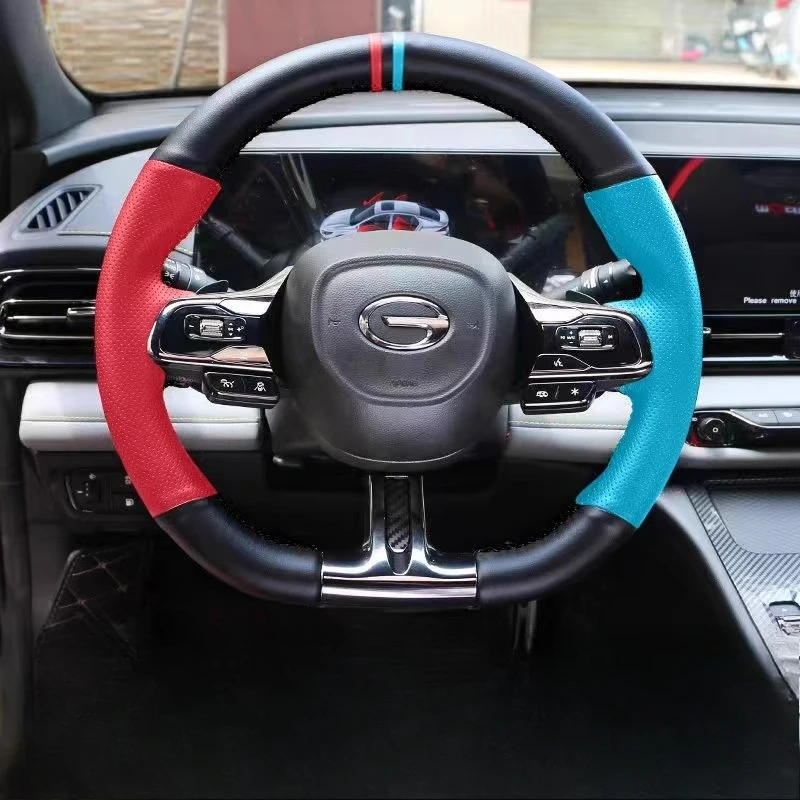 

Hand Stitched non-slip polychrome Genuine Leather Car Steering Wheel Cover For Trumpchi GAC Empow 2022-2024 Auto Parts