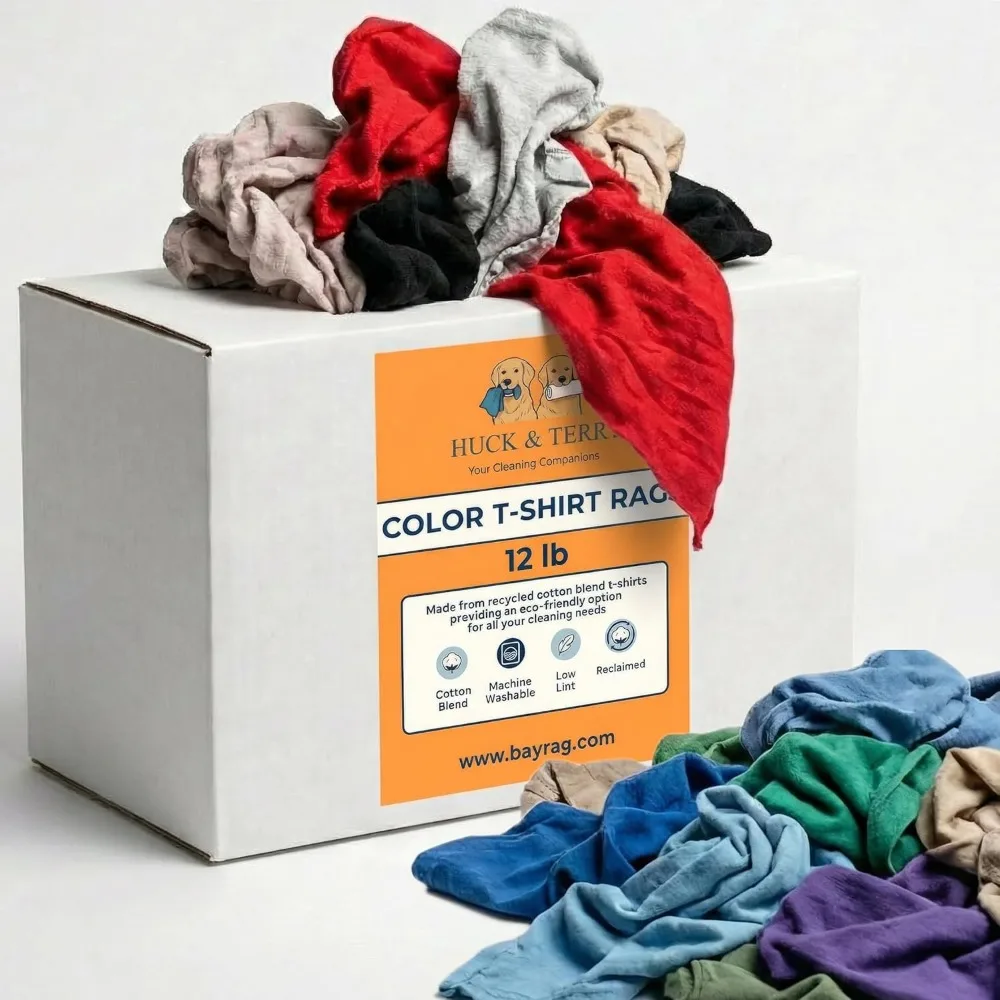 

Multicolor Cotton Blend Reusable Cleaning Rags 18x18 Lint Free Absorbent Washable 12 Pounds